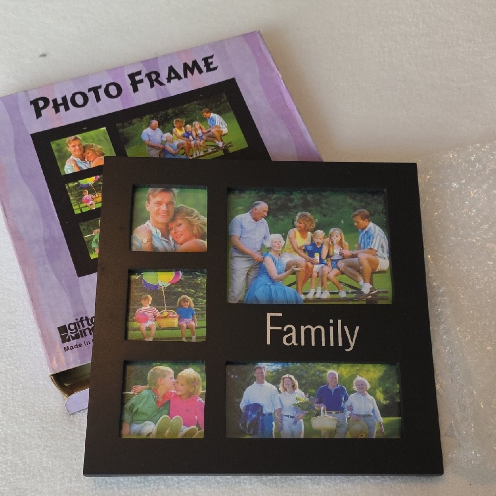 Family Multi-Opening Photo Frame - Black Finish